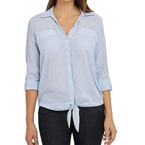 Jones New York Front Tie Button Down Shirt S NEW
